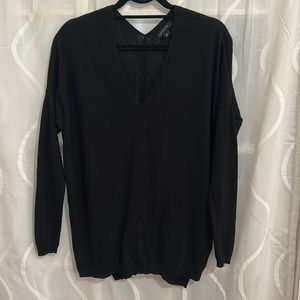 Ann Taylor, Black, V Neck, Wool Blend, Oversized Sweater, Size Medium.